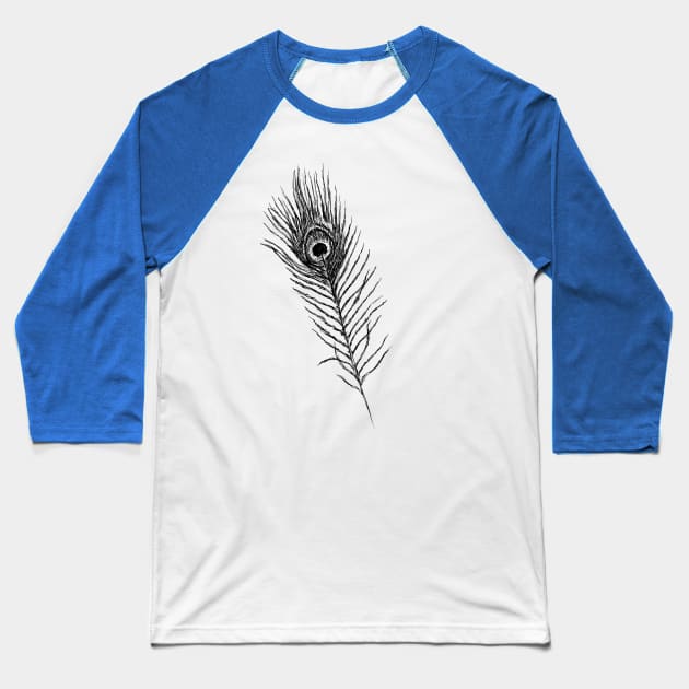 Peacock Feather Baseball T-Shirt by rachelsfinelines